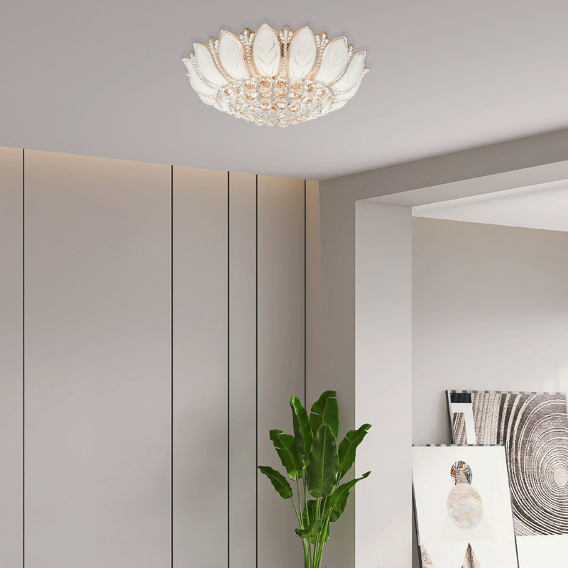 New Crystal LED Chandelier Ceiling Light Flush Mount Lighting Fixture