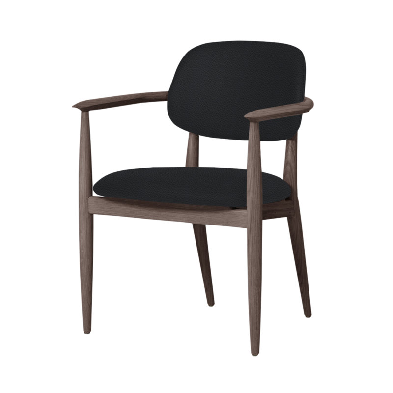 Chaise Slow de Space Copenhagen, Noyer à finition savonnée, Noir Bellagio 2 7925
