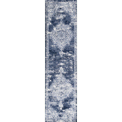 Pruden Ornate Medallion Modern Navy/Ivory Rug
