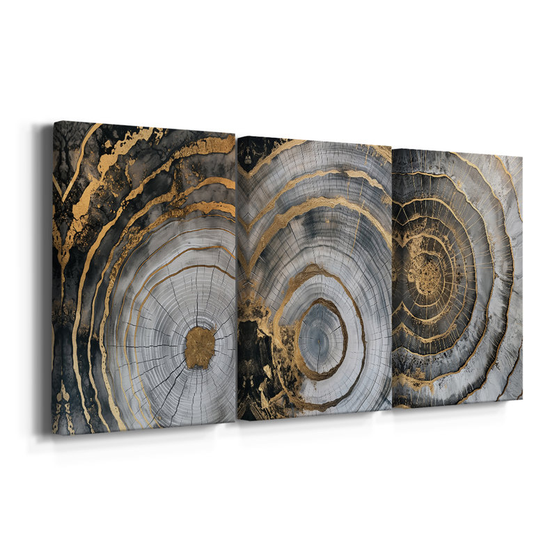 ABSTRACT Series CCLX III - Toile tendue sur mesure - 3 pièces, H 12 po x l 24 po