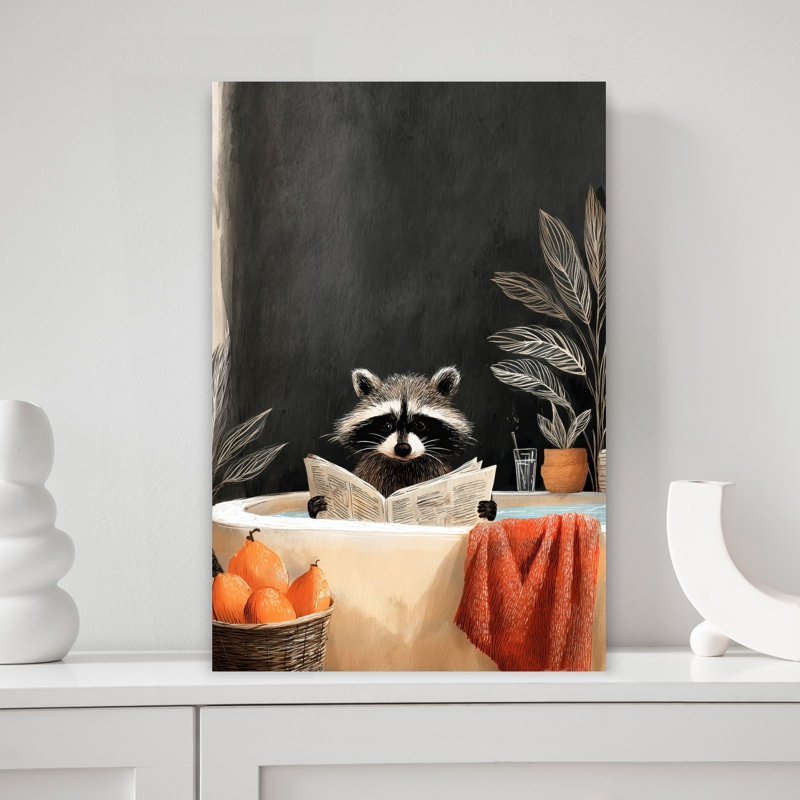 Raccoon In Bathtube 1 by Justyna Jaszke - Wrapped Canvas Print, 45.72 cm H x 30.48 cm W