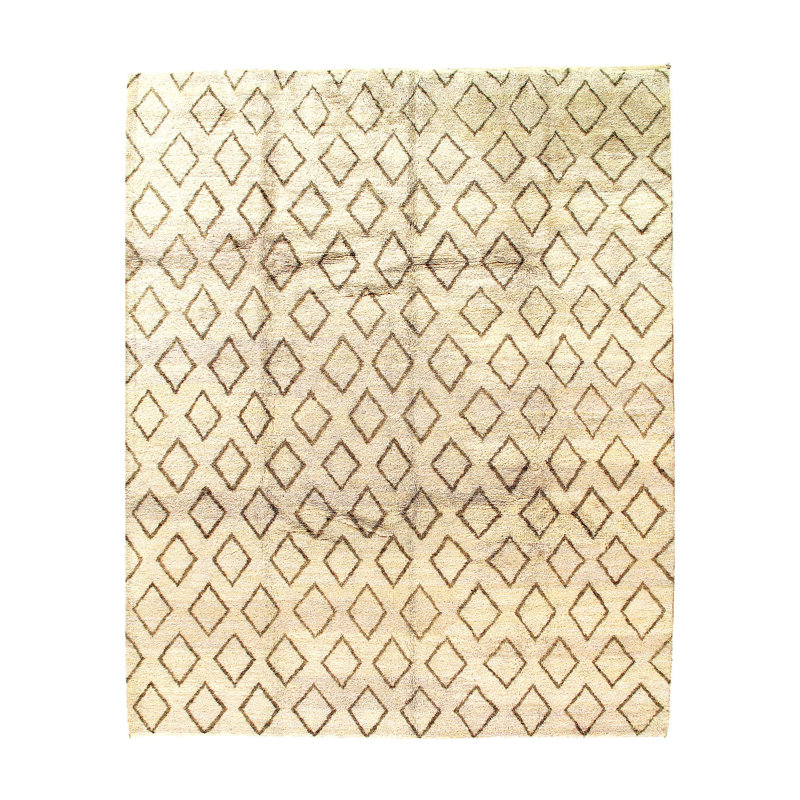 Tapis beige en laine noué à la main de conception unique 9 pi 109999999999999 po x 8 pi Celiana