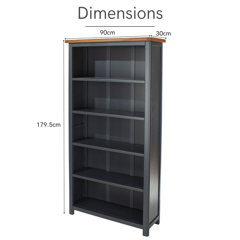 Aulay Tall Bookcase, Midnight Blue, Adjustable Shelves, 180cm H x 90cm W x 30cm D