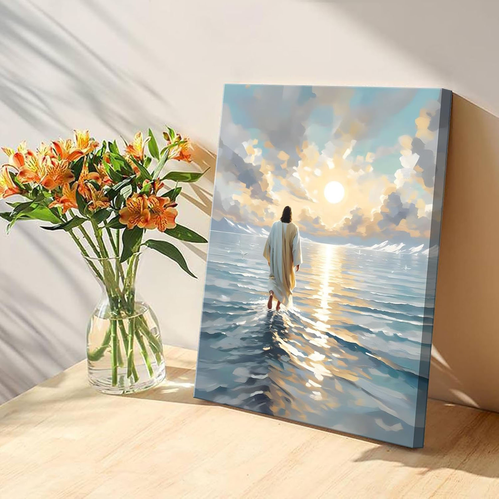 Red Barrel Studio® Jesus Walking On Water Canvas Wall Art Christian God ...