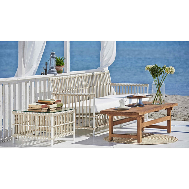 Table d'appoint Caroline, Blanc colombe, Avec verre