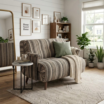Fauteuil-lit convertible 3 en 1, canapé-lit d'appoint rayé avec coussin amovible, fauteuil confortable avec pieds en bois massif et poches de rangement latérales amovibles