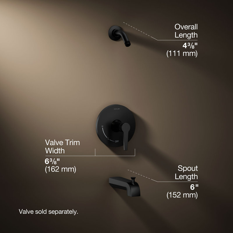 Pitch Tub and Shower Faucet, Matte Black