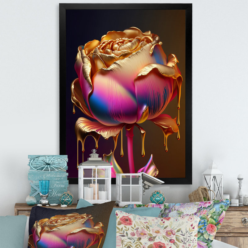 «Bromelton Rainbow Peony», impression sur toile, Impression noire sur toile encadrée, H 20 po x l 12 po x P 1 po