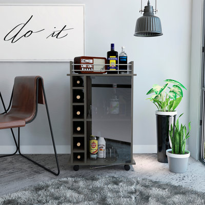 Savannah 6-Bottle 3-Shelf Bar Cart Carbon Espresso by Latitude Run