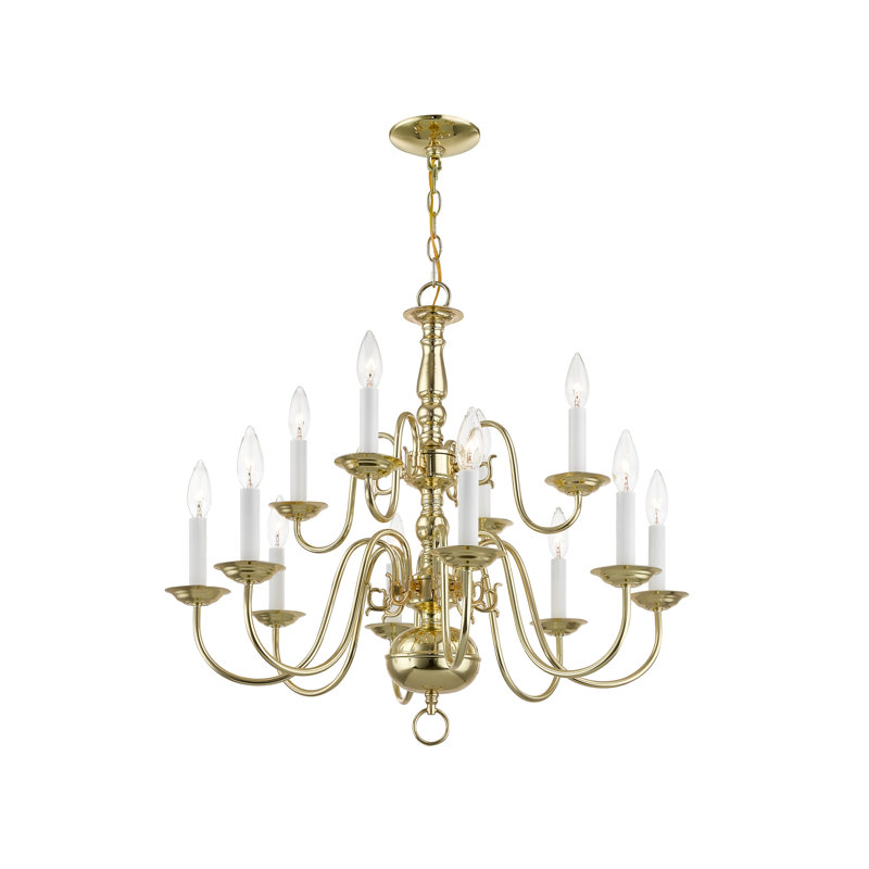 Wigmore 12 - Light Dimmable Empire, Tiered, Classic / Traditional Chandelier, Polished Brass