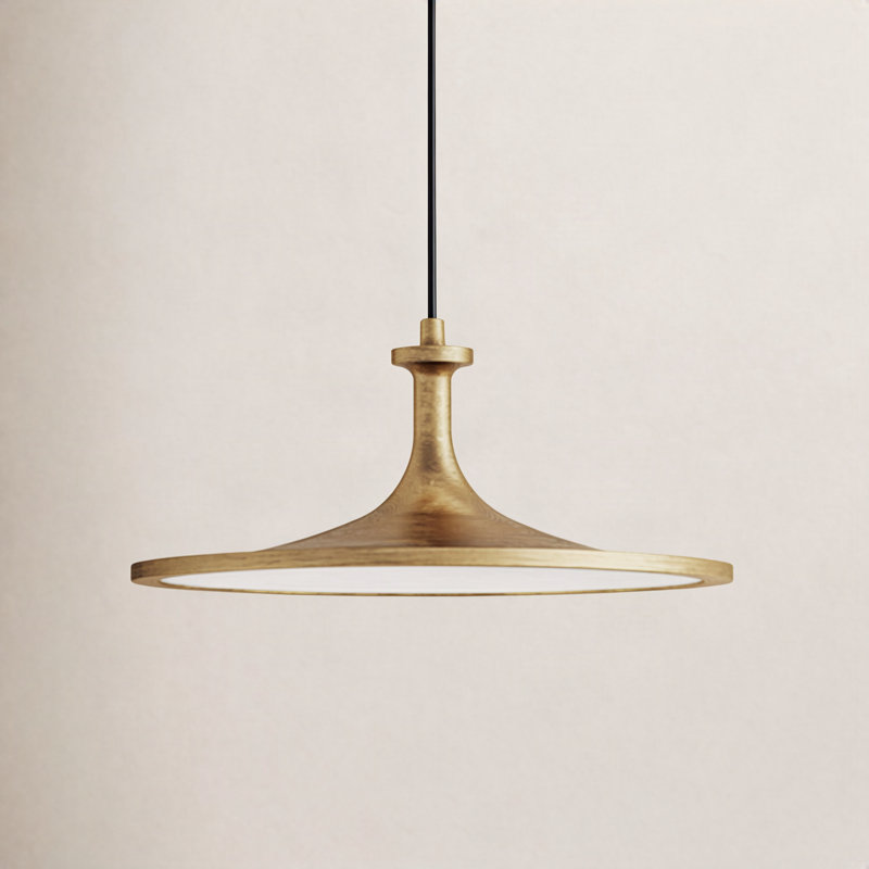 Daveney 1 - Light LED Single Pendant, Brushed Gold, 5.25" H x 12" W x 12" D