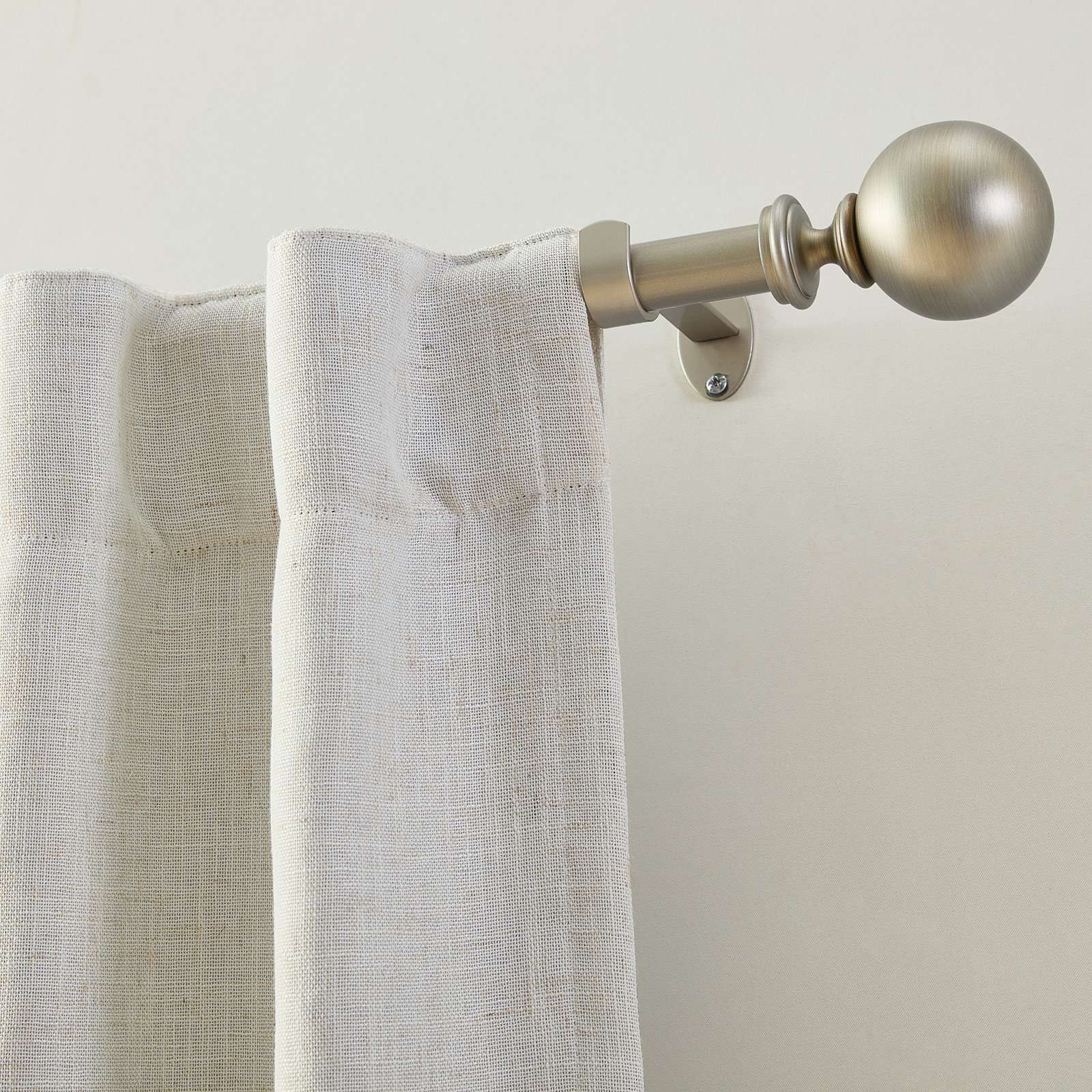 Darion Ball Finial Single Curtain Rod, 2.5" H x 48" W x 5" D, Antique Pewter