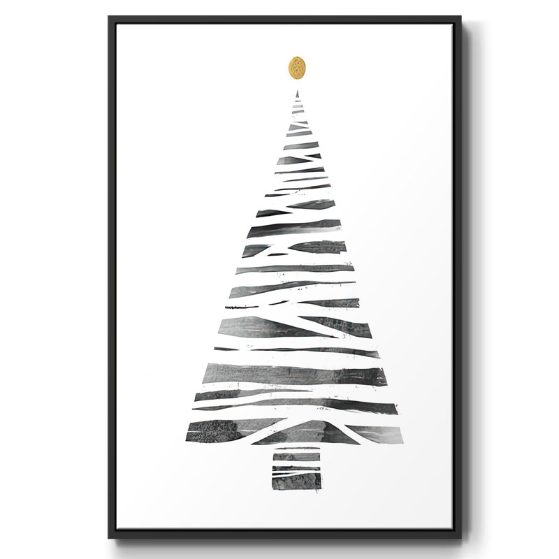 Arbre de Noël I - reproduction sur toile avec cadre flottant, H 37 po x l 25 po x P 1,5 po, Noir