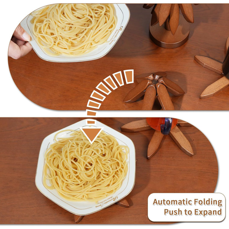 Wooden Trivets for Hot Dishes Tree Shape Trivet Set 4 Layers+1 Stand