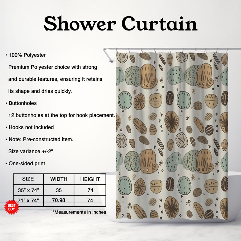 Rideau de douche Boho Art - Premium, H 74 po x l 71 po