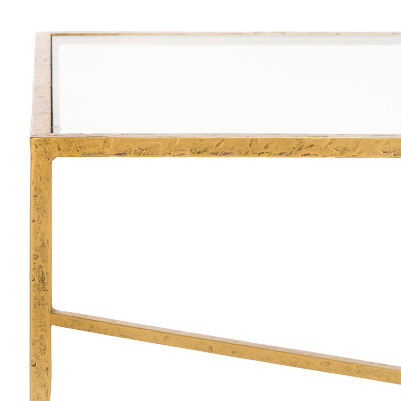 Table basse Markley, Laiton, Verre trempé transparent