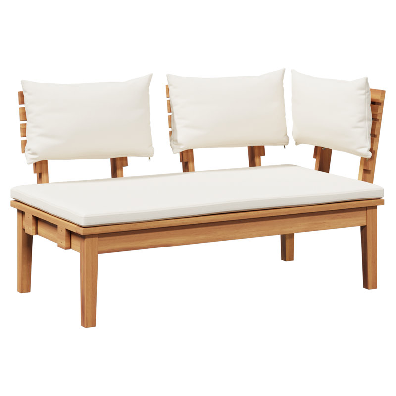 Ensemble de table et banc de jardin vidaXL 2 pièces crème et brun, Blanc
