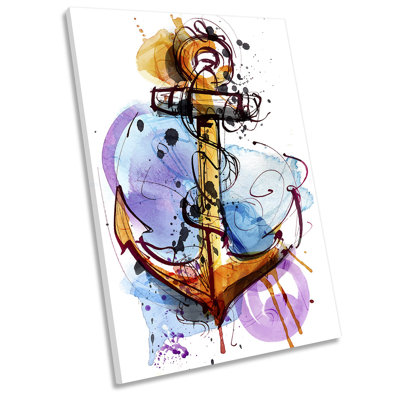 Anchor Modern Bathroom Picture - Wrapped Canvas Art Prints