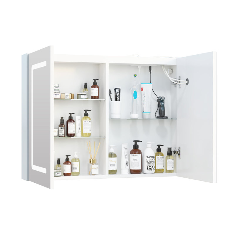 31*24in LED Medicine Cabinet with Mirror ,3 Colors Dimmable Light, Touch Sensor, Outlets and USBs