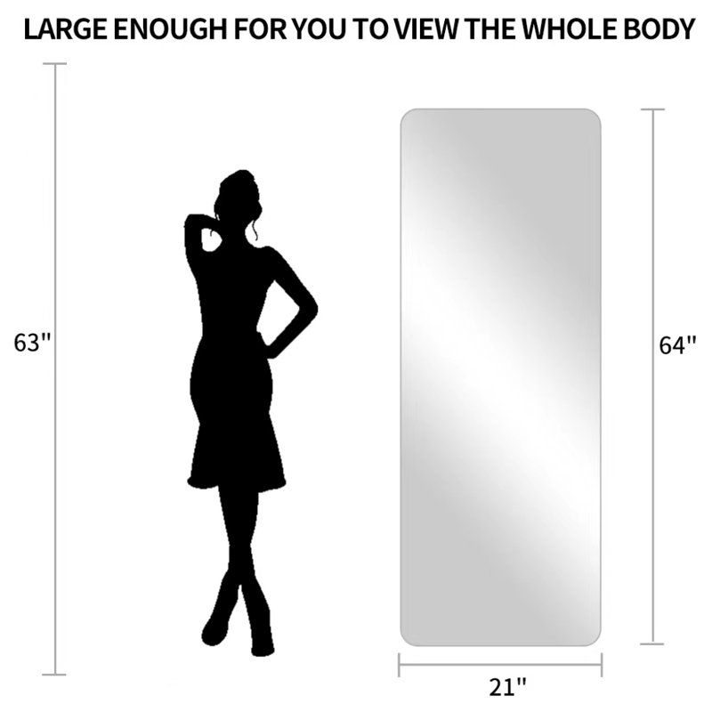 Rectangle 64'' x 21'' LED Frameless Full Body Mirror with 3 Color Modes & Wall Mount Design