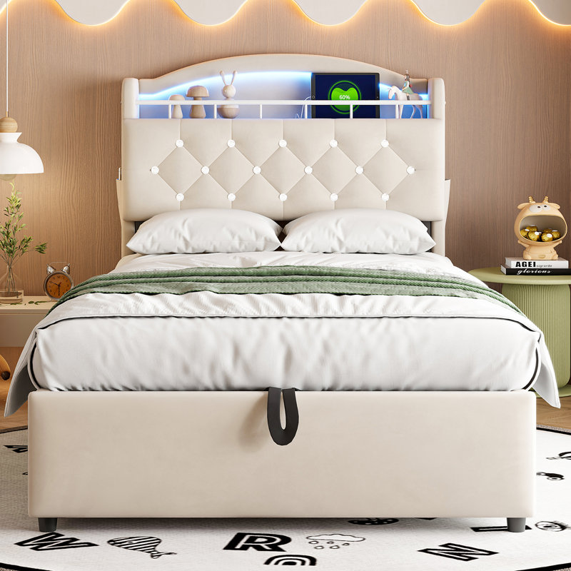 European Single (90 x 200 cm) Bed, Beige