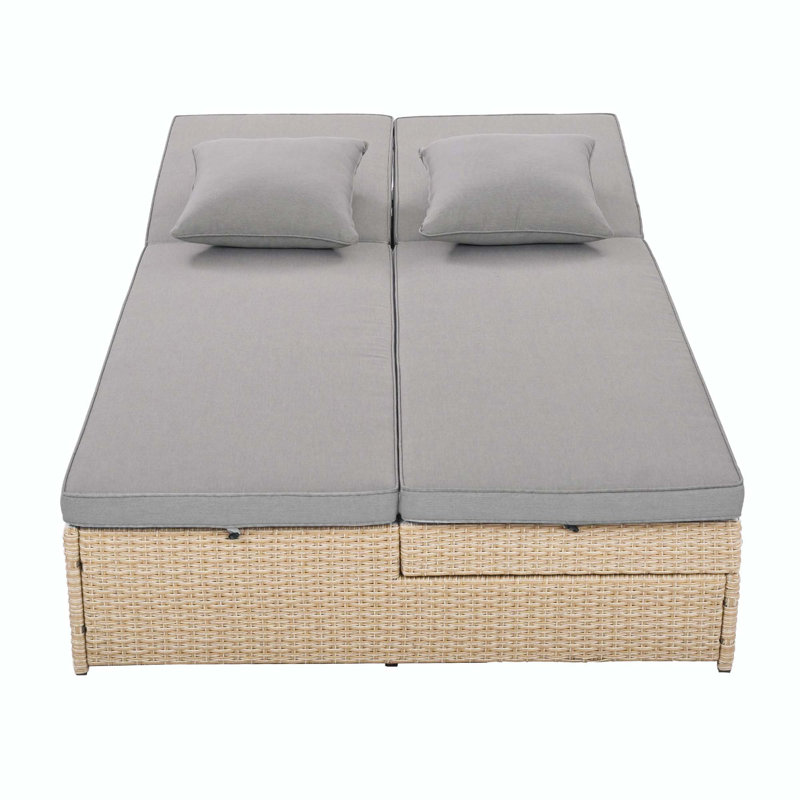 Kizzie 47.2'' Wide Rectangle Steel Patio Daybed with Cushions, Brown
