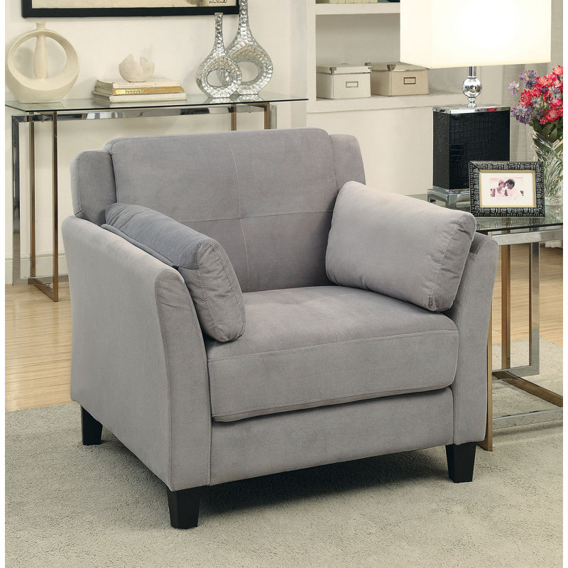 Fauteuil capitonné en polyester 36 po Marcellus, Gris