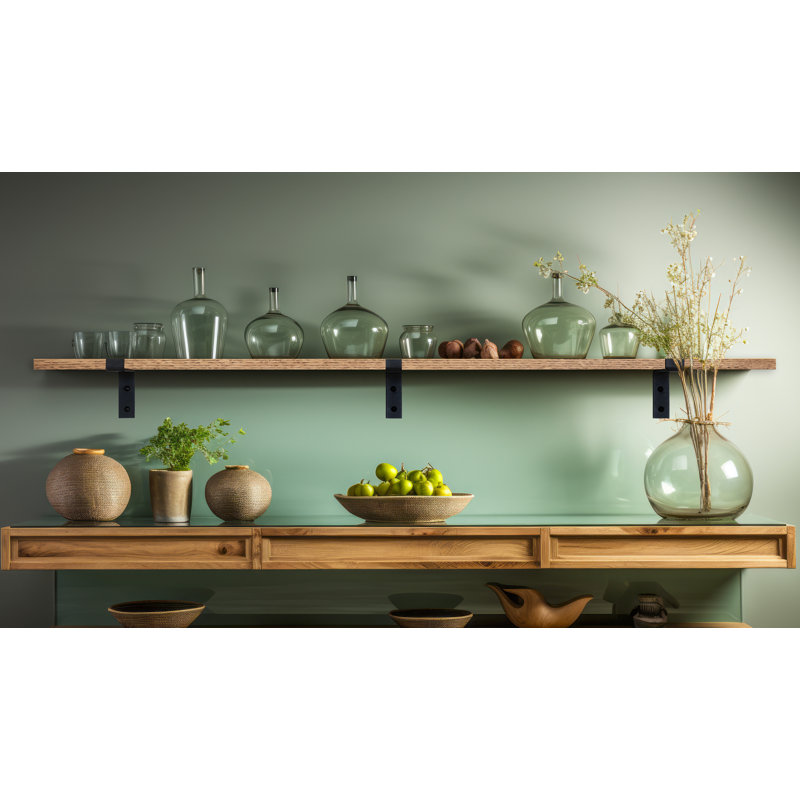 Rayne Red Oak Bracket Shelf, Honey, 2" H x 46" W x 7" D