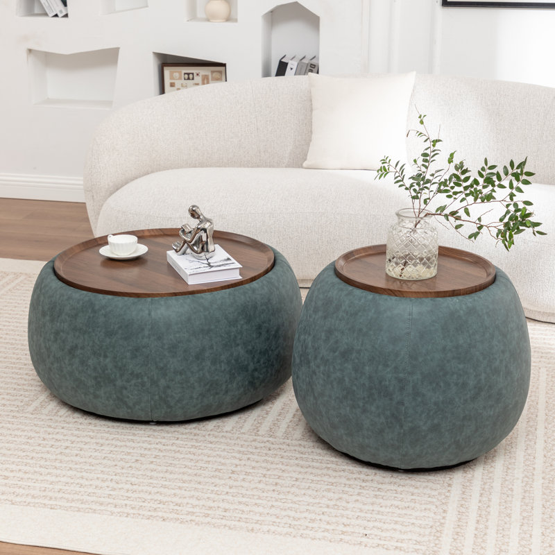 Ensemble de tables basses rembourrées Pietsch, Bleu rétro