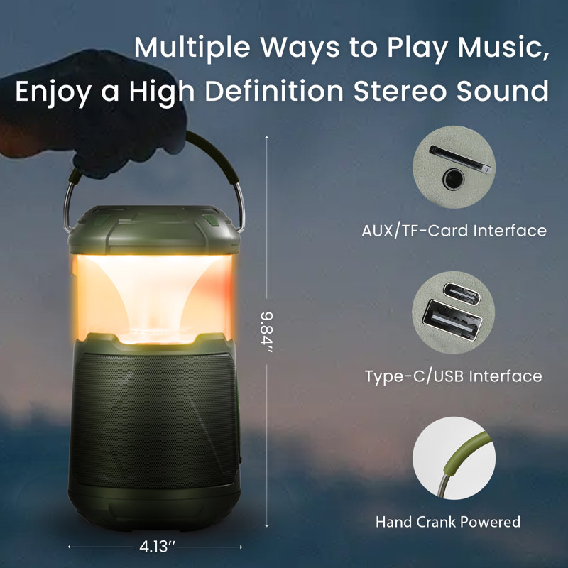 Haut-parleur portatif Bluetooth pour lanterne d'extérieur, Vert
