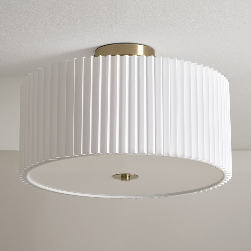 Pelayo Fabric Semi Flush Mount, 9.3" H x 15.75" W x 15.75" D, Gold