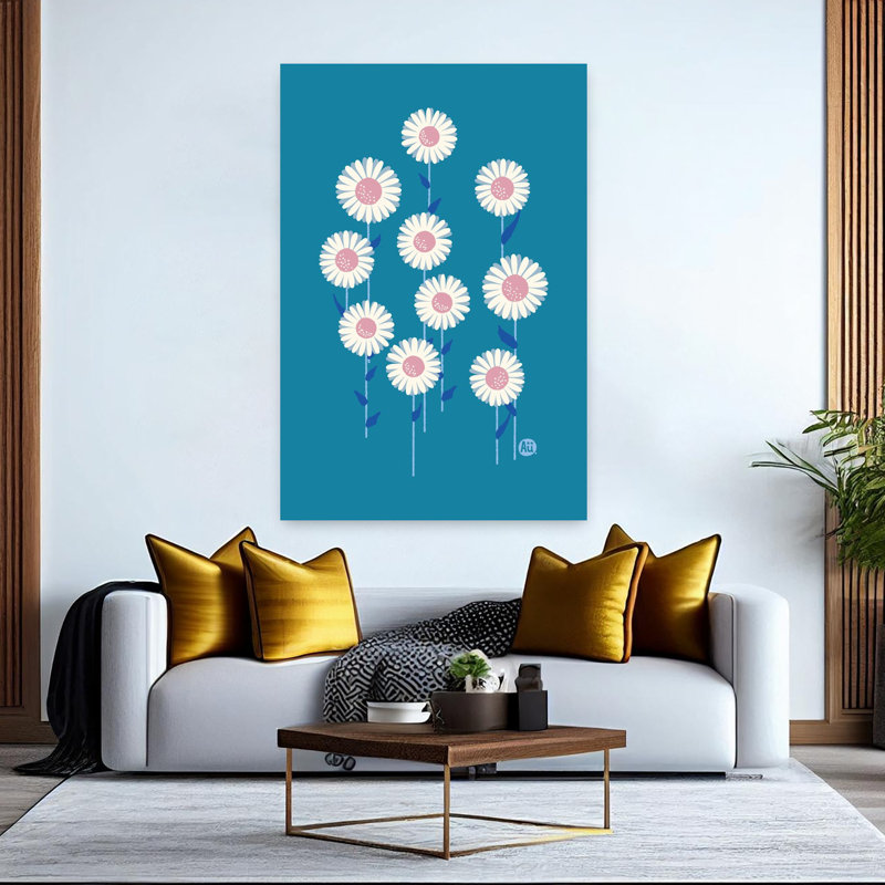Art contemporain, art contemporain abstrait marguerite, H 60 po x l 40 po
