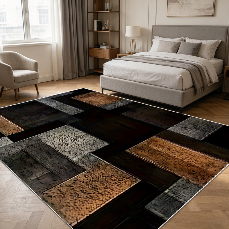 1PC Vintage Distressed Geometric Brick Patchwork Pattern area rugs for Living Room, Soft and Comfortable, Suitable for all seasons, easy-to-maintain, machine washable Indoor floor mat, Under Table Farmhouse suitable for dining room, bedroom, kitchen,