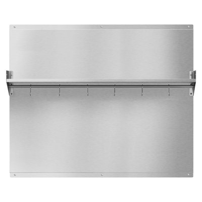36" x 30" Stainless Steel Backsplash for Stove, Ultra Flat Splatter Guard with Storage Shelf & Hanging Rack, Wall Shield Range Hood Panel, Easy Clean, Pre-Drilled Holes for Easy Installation