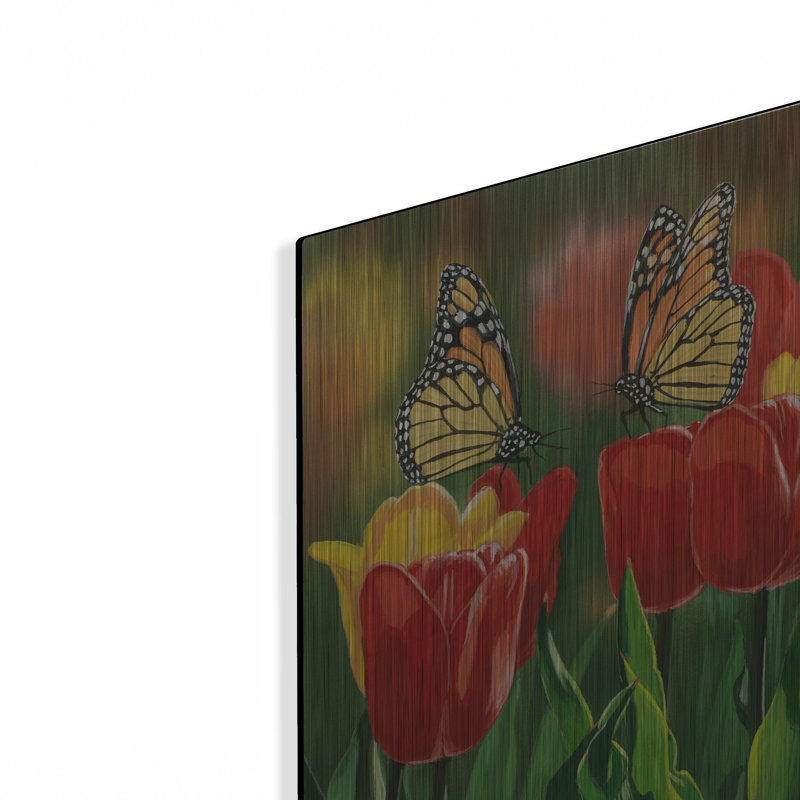 «Monarchs And Tulips» par William Vanderdasson, H 16 po x l 12 po
