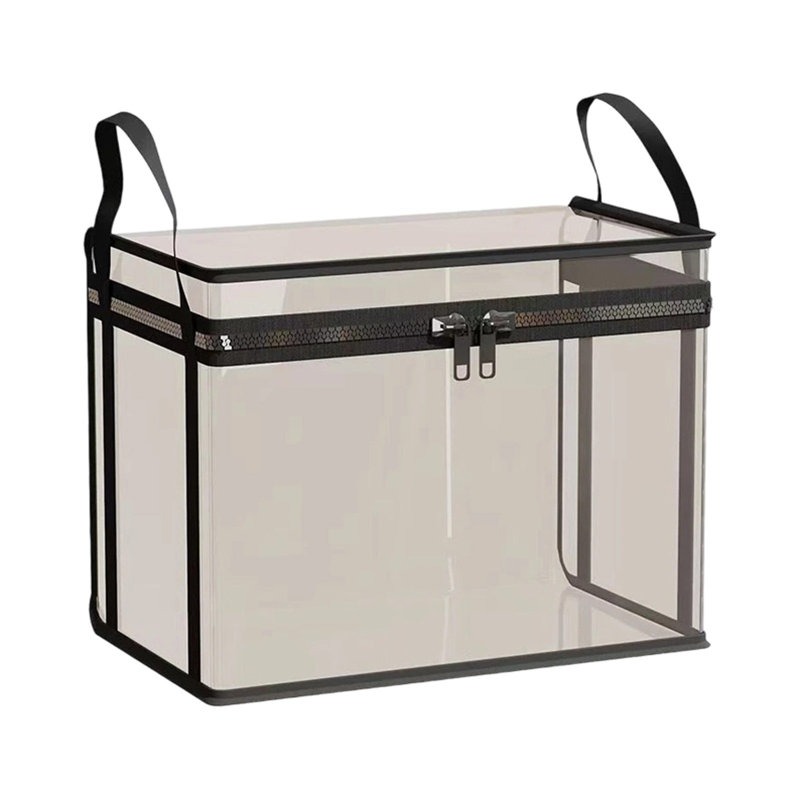Clear PVC Storage Organizer Bin Foldable Transparent Clothes Storage Box With Zipper  Reinforced Handles Waterproof Organizer For Clothing