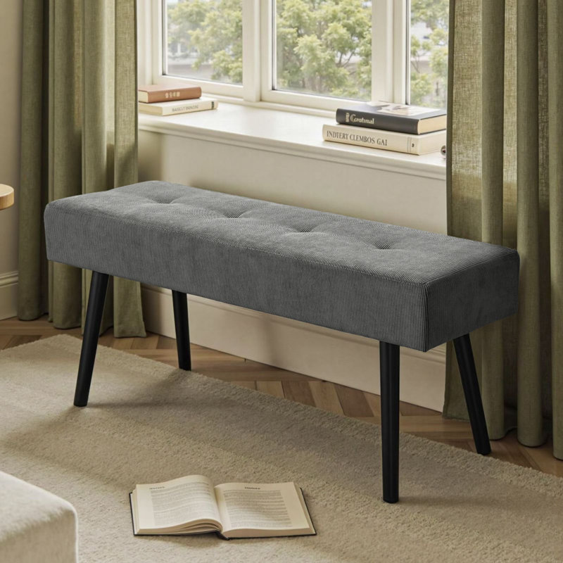 Upholstered Bench, Gray