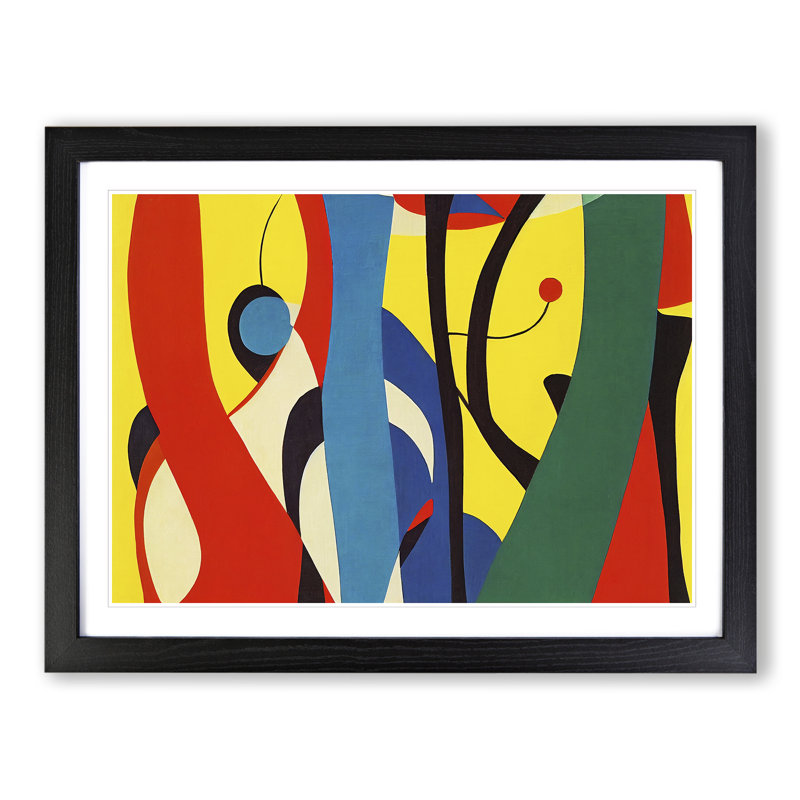 Captivating Modern Abstract Art - Single Picture Frame Print, Black, 46cm H x 64cm W x 2cm D