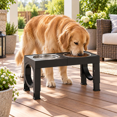 Gamelles surélevées ajustables en hauteur pour chiens de grande taille, avec bols en acier inoxydable