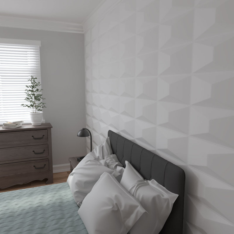 Panneau mural 3D décoratif Aberdeen EnduraWall, L 19 5/8 po x H 19 5/8 po, Blanc
