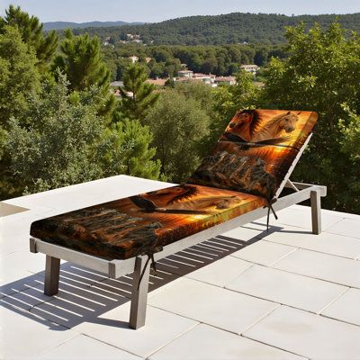  Coussin de patio pour l'extérieur 3 po Majestic Horses Wolves Bald Eagle Sunset Forest
