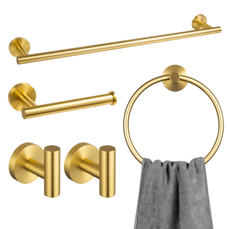 Ensemble de quincaillerie de salle de bain 5 pièces, Or brossé