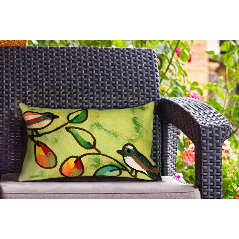  Song Birds Outdoor Rectangular Pillow Cover & Insert, Green