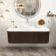 Meuble-lavabo mural 48 po pré-assemblé en grain de bois noyer foncé avec lavabo rond en céramique blanche-1353139417