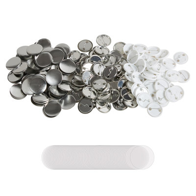 500 Sets 1.25" (32mm) DIY Button Badge Making Kit - Metal & Plastic Pin Back Parts with Clear Film for Craft Projects
