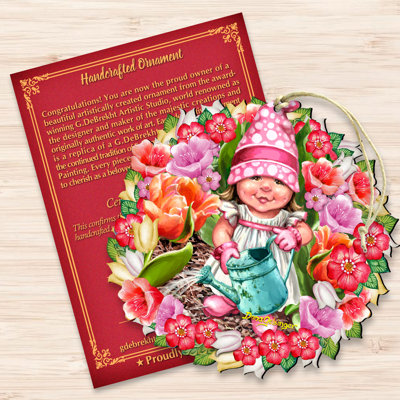 2 Piece Spring Blossom Dwarf Wreath Wooden Ornaments