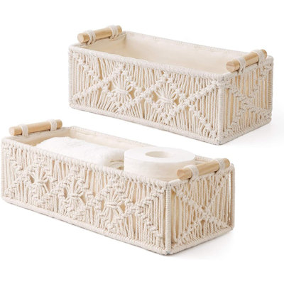Handmade Woven Storage Baskets, Boho Decorative Organizer For Bedroom, Living Room, And Home