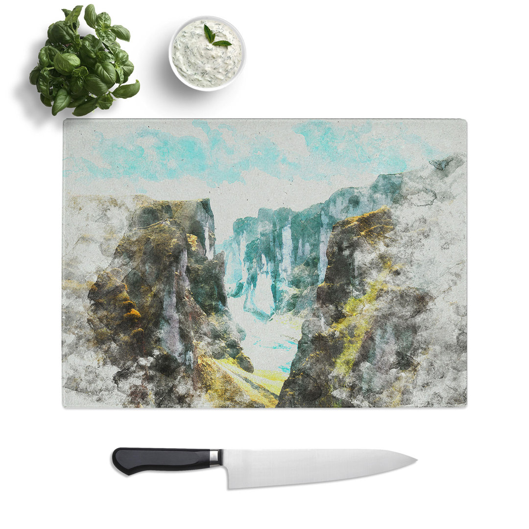 Ravine Between Mountains in Iceland Watercolour Chopping Board