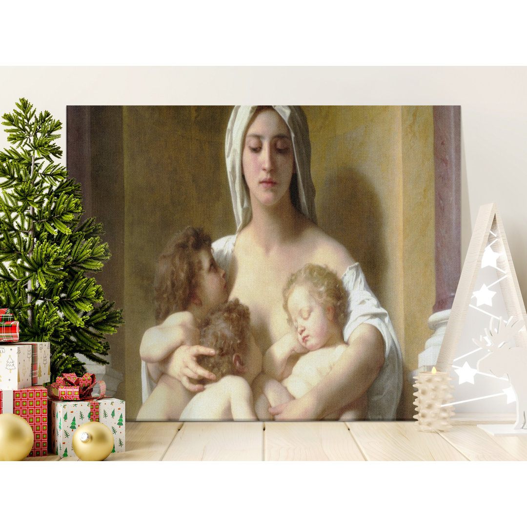 Renaissance Mother and Children Canvas Print, Sacred Motherhood Classical Art, Vintage Fine Art Wall Decor, New Mom Gift
