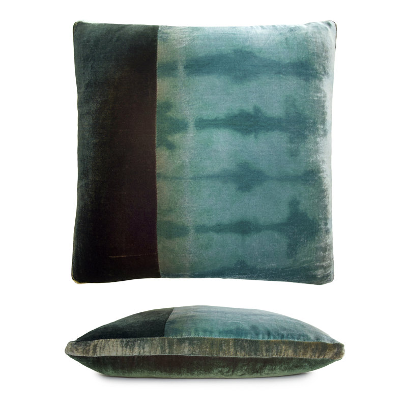 Square Pillow Cover & Insert, Green/Gold/Brown, Square 18"